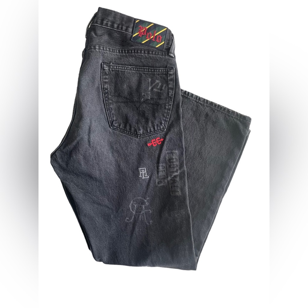 Polo by Ralph Lauren Black Straight Men’s Jeans with Subtle Logos